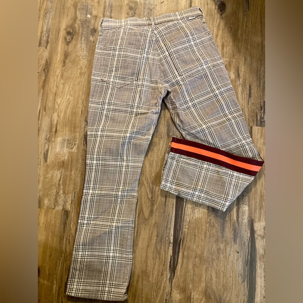 EUC MOTHER The Insider Plaid Jeans with Orange & Plum Side Stripes Size 27 - Picture 3 of 16